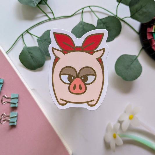 Ribbon Pig Vinyl Sticker